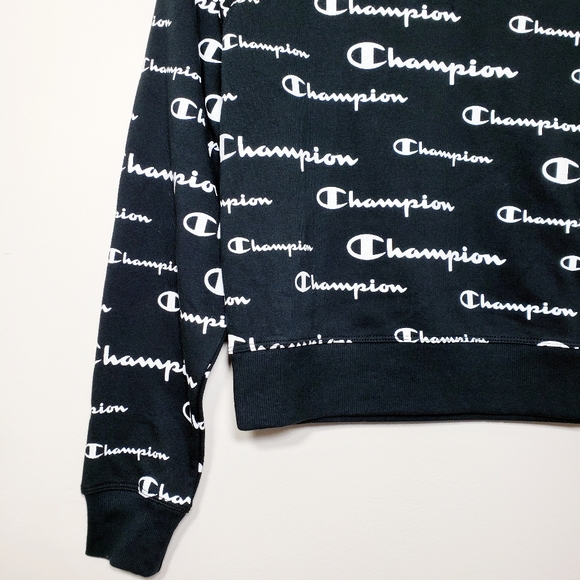 Champion Black French Terry Crew Neck Sweatshirt - Picture 6 of 8